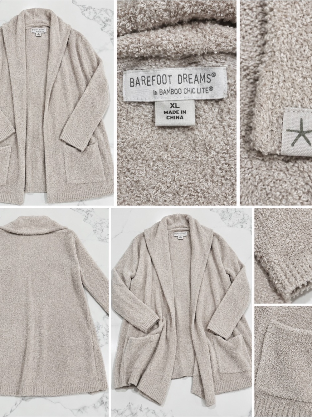 Barefoot Dreams Bamboo Chic Lite Cardigan XL Light Gray Cozy
